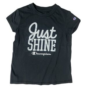 Girls Just Shine Black & Silver Champion Short Sleeve Shirt - Size 7/8